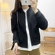thumbnail image 5 of Chaquetas para mujer, estilo coreano, chaqueta de béisbol holgada, cuello redondo, sudaderas con capucha de color liso, cárdigans de manga larga con cremallera, abrigos cortos, blusas para mujer, 5 of 5
