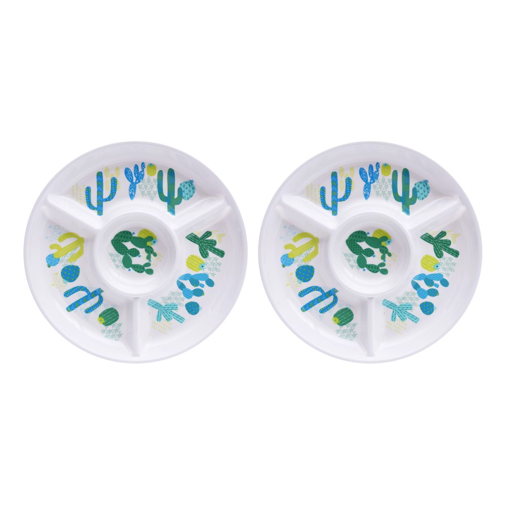 Mainstays Outdoor Melamine Cactus Chip & Dip Serve Tray, Set of 2