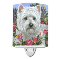 Caroline's Treasures PPP3221CNL Westie Petunia Ceramic Night Light, 6x4x3", multicolor