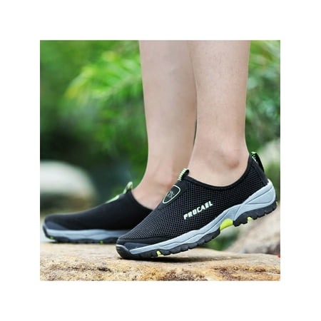 

Daeful Mens Sneakers Mesh Sport Shoe Slip On Shoes Men Non-Slip Lightweight Breathable Athletic Sneaker Black 10