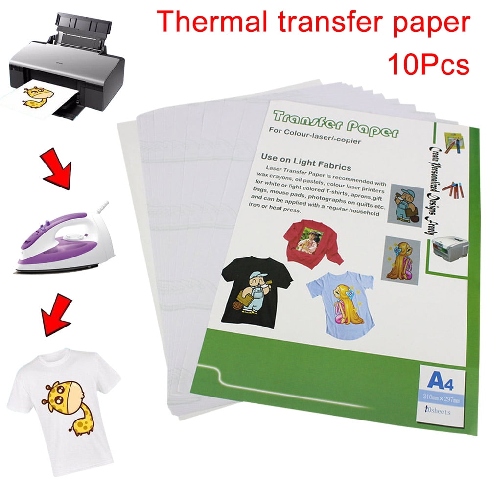 10pcs Laser Heat Transfer Paper Iron on Transfer Paper Inkjet T-Shirt Printing 