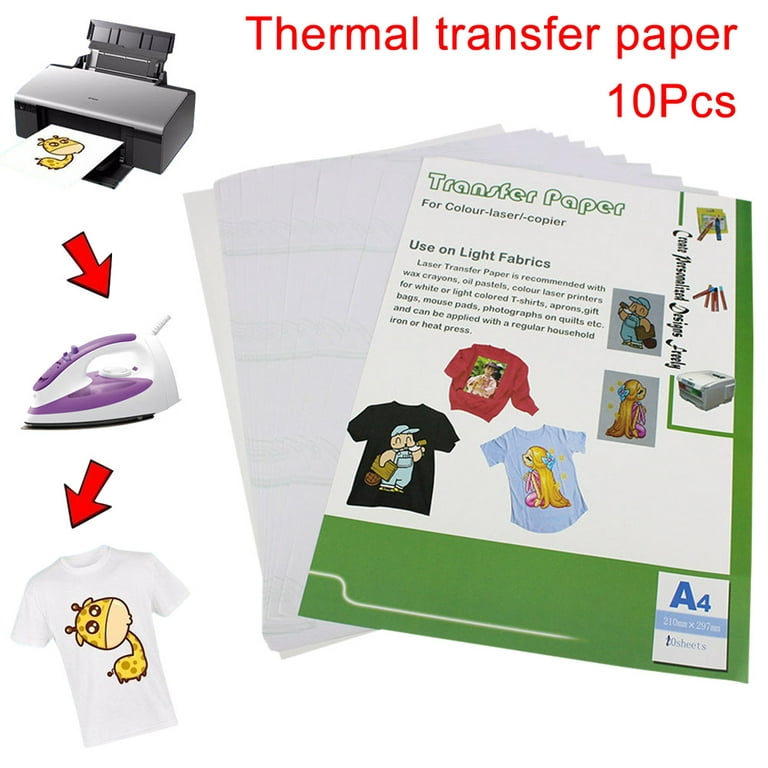 10pcs Heat Print Transfer Paper Printing Inkjet A4 210mm X 297mm For Light  Color Fabric 