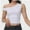 White, variant on Women’s One-Shoulder Ruched Crop Top - Casual Off-Shoulder Twist Strap Summer Tank Top, Going Out Shirt