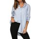 thumbnail image 1 of Tops de mujer con estampado de rayas de un solo pecho, camisa de manga larga, jersey, tops Fridja  hkj5568, 1 of 9