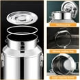 thumbnail image 4 of Stainless Steel Milk Bucket with Lid: Spill proof Milk Pail for Cattle Keepers,Stainless Canister Barrel with Large Handle Easy Pouring and Transporting,Stainless Steel Flour Container,5 L,1 Gal, 4 of 7