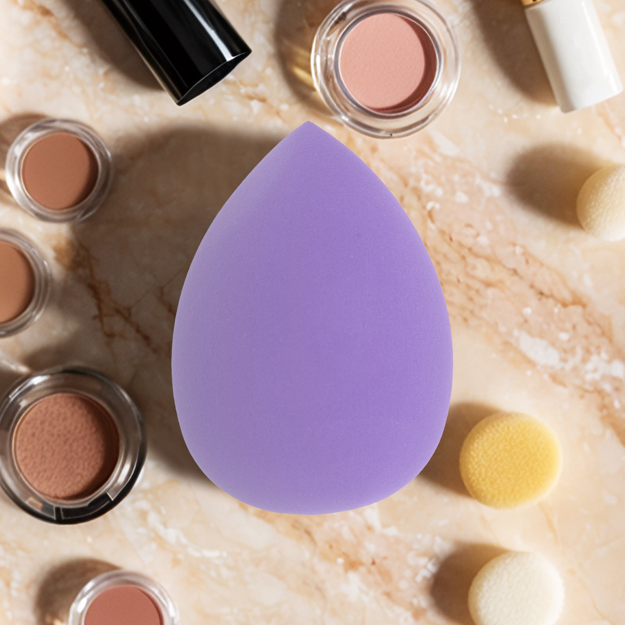 Unique Bargains 2 Pcs Portable Teardrop Face Makeup Sponge Dark Purple