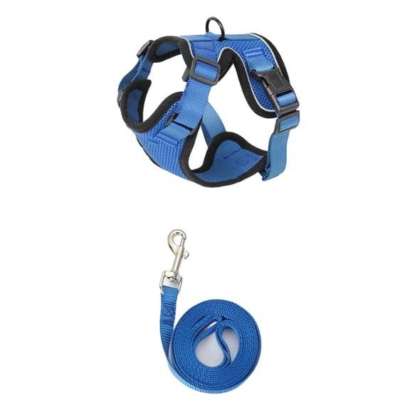 Breathable Mesh Dog Cat Harness and Leash Set, No-Pull Adjustable Pet Vest Harness for Small Medium Dogs and Cats, Comfortable Walking Gear for Pets,Dark Blue,S