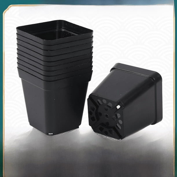 Base para maceta de plástico cuadrada negra para plantar plántulas cuadradas gruesas
