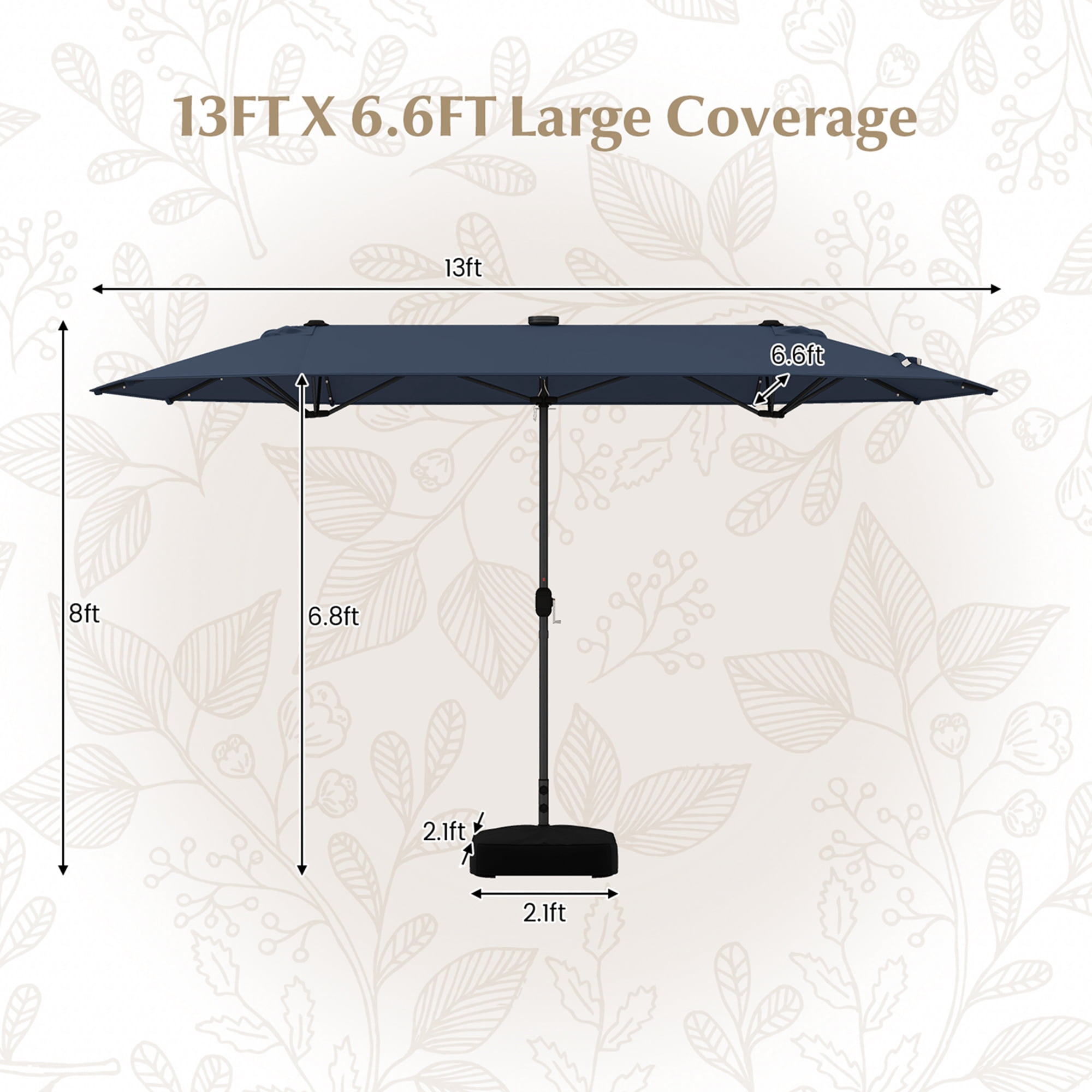 ⑤まるポン  様  ♡swing♡light gray Costway 13FT Double-sided Patio Umbrella with Solar Lights