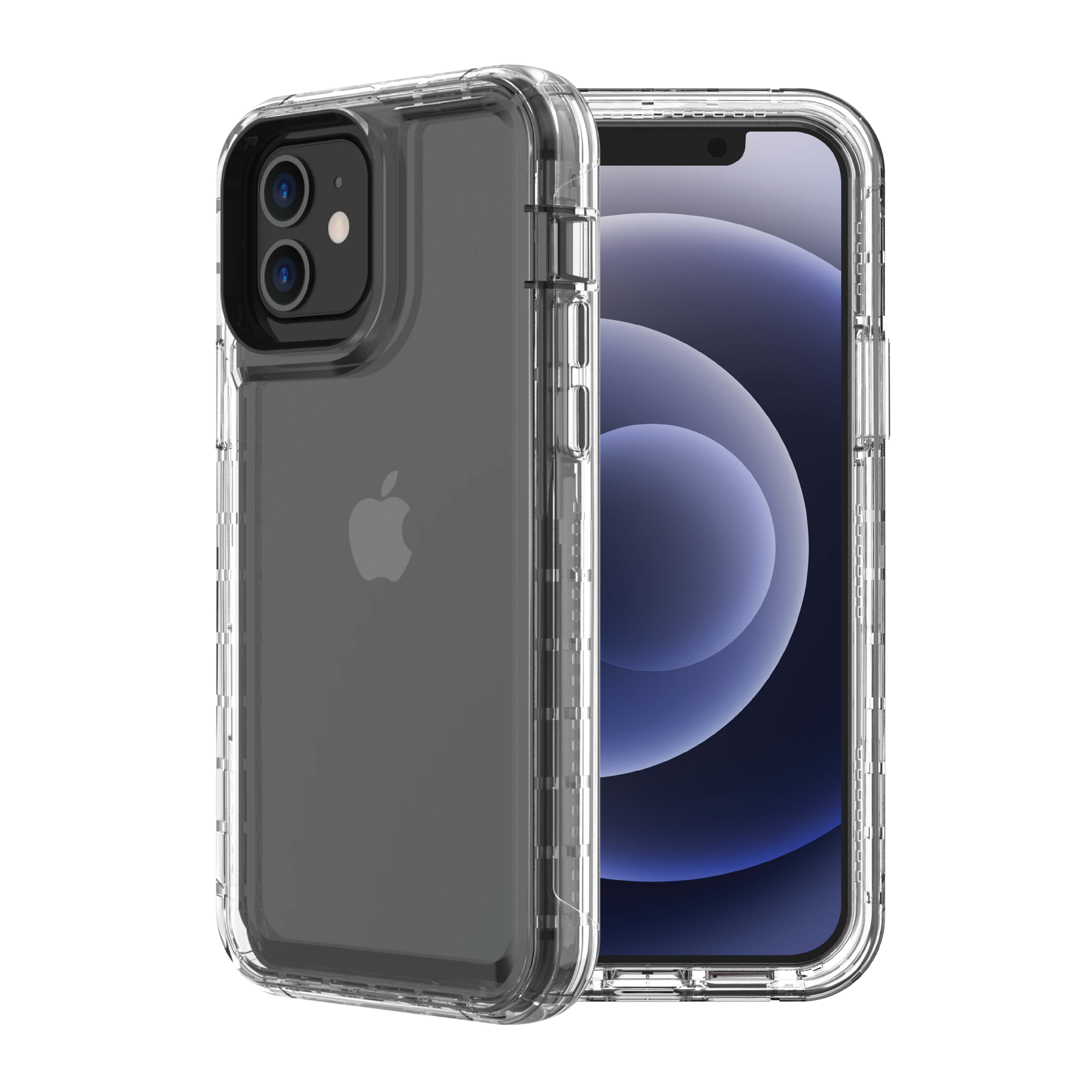 onn Rugged Phone Case with Holster for iPhone 12 / iPhone 12 Pro - Clear