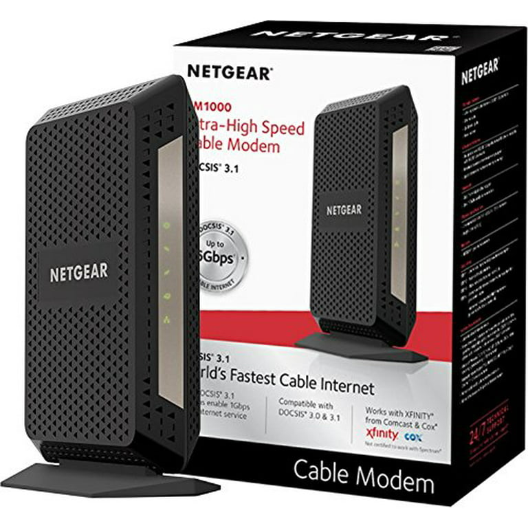 Glorious bue Fantasi NETGEAR DOCSIS 3.1 Gigabit Cable Modem. Max download speeds of 6.0 Gbps,  For XFINITY by Comcast, Spectrum, and Cox. Compatible with Gig-Speed from  Xfinity (CM1000) - Walmart.com
