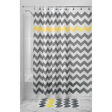 Gray Yellow Chevron Fabric Shower, Gray Chevron Shower Curtain