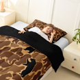 thumbnail image 4 of Castle Fairy Camo Bear Silhouette Twin Comforter Sets 2pcs,Vintage Camouflage Animal Bedding Set,Tan Dark Brown,Black Reversible,1 Comforter and 1 Pillowcase, 4 of 6