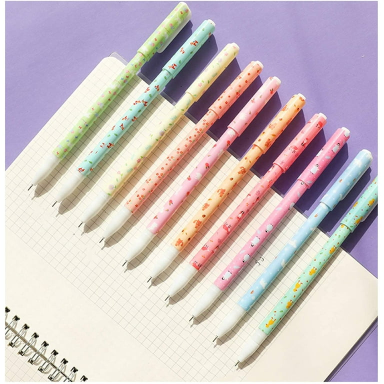 10 Multi Colors Cute Pens Kawaii Roller Ball Fine Point for Kids