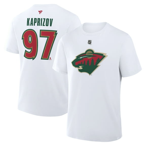 Men's Fanatics Kirill Kaprizov White Minnesota Wild Authentic Stack Name & Number T-Shirt