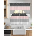 thumbnail image 2 of Pink Grey Striped Swag Valance and Tier Curtains 36'' Length Set, Farmhouse Modern Light Filtering Kitchen Curtains, Tier Curtain Valances for Bathroom/Living Room/Bedroom/Café, 2 of 6