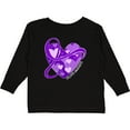 thumbnail image 3 of Inktastic Epilepsy Awareness Purple Ribbon Around Heart Boys or Girls Long Sleeve Toddler T-Shirt, 3 of 5