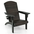 thumbnail image 5 of Gymax Set of 2 Adirondack Chair w/ Rattan Padded Seat & Back Wide Hidden Cupholder Patio Black, 5 of 6