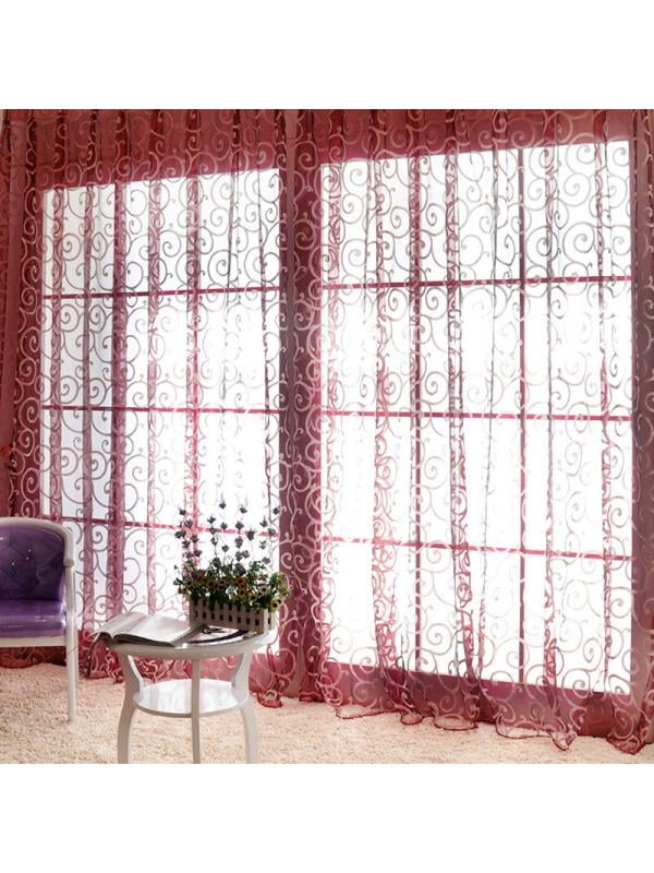 Floral Tulle Voile Door Window Curtain Drape Panel Sheer Scarf Valance DB