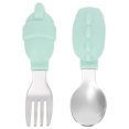 thumbnail image 1 of EeaseCA 1Set Useful Baby Feeding Fork Stainless Steel Spoon Infant Training Tableware, 1 of 8