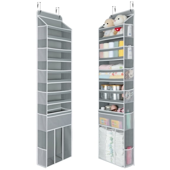 LazySpin 1 PC Over the Door Bathroom Organizer 61'', Hanging Storage Closet Door Organizer for Bedroom, Bathroom and Baby Nursery Storage