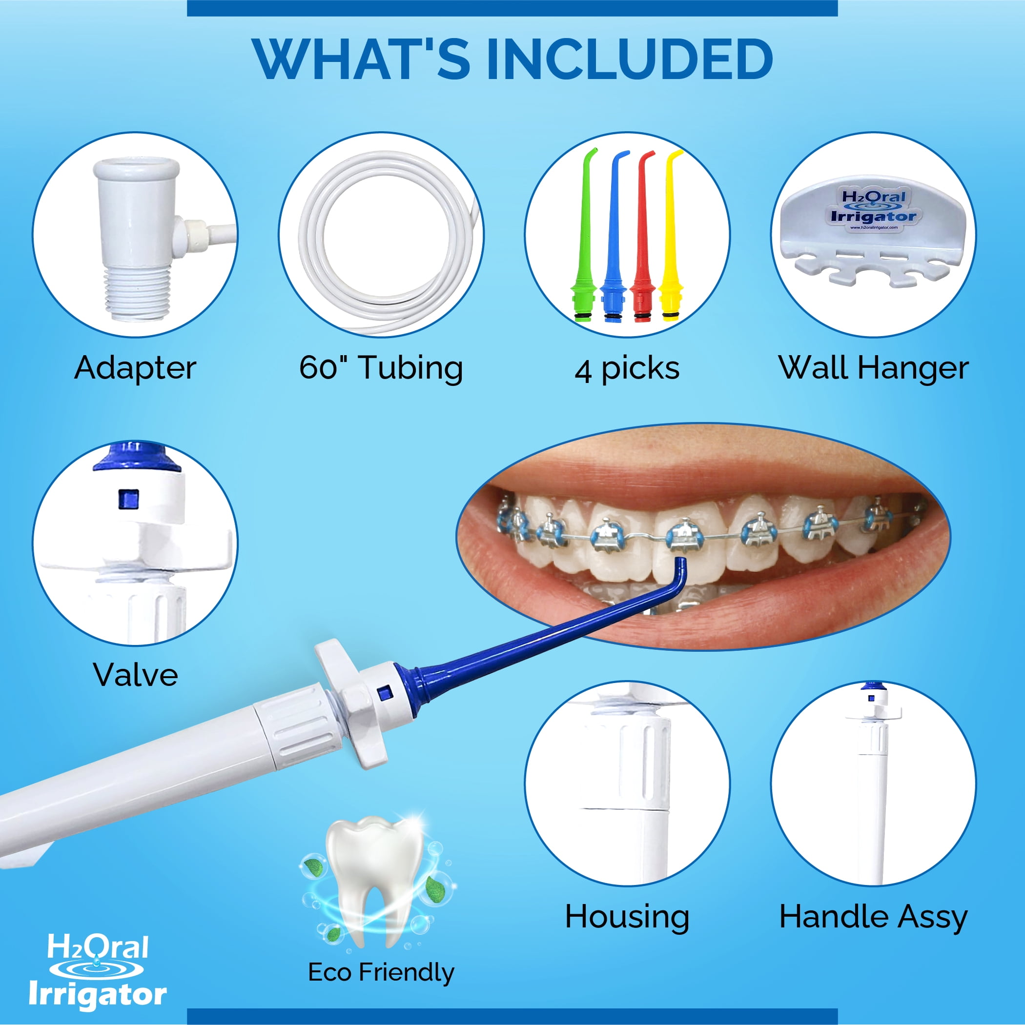 H2Oral Irrigator, Advanced Shower Water Flosser for Healthy Teeth and Gums
