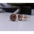 thumbnail image 3 of beryl_creation 1.70 Ct Round Cut Brown Diamond Halo Push Back Stud Earring's 14K Rose Gold Plated 925 Sterling Silver For Women's, 3 of 4