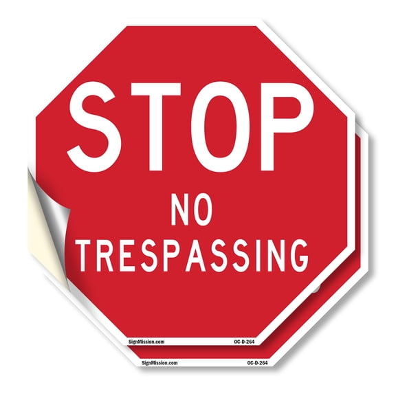 Stop No Trespassing (2 Pack) 4 inch X 4 inch Octagon Vinyl Label Decal Sticker Weather Resistant, UV Protected for Workplace, Private Property, and Construction Site, Made in the USA