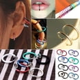 thumbnail image 3 of NUZYZ 2 Pcs Fake Clip on Spring Nose Septum Ring Earring Non Piercing Unisex Jewelry, 3 of 8