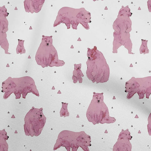 oneOone Polyester Spandex Pink Fabric Bear Fabric For Sewing Printed Craft Fabric By The Yard 56 Inch Wide