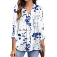 thumbnail image 2 of JINMGG Fall Long Sleeve Shirts for Women, Womens Summer Fall Tops 2023 Fashion Woman V Neck Three Quarter 3/4Sleeve T Shirt Autumn Printing Blouse Tops Sweatshirt, 2 of 6
