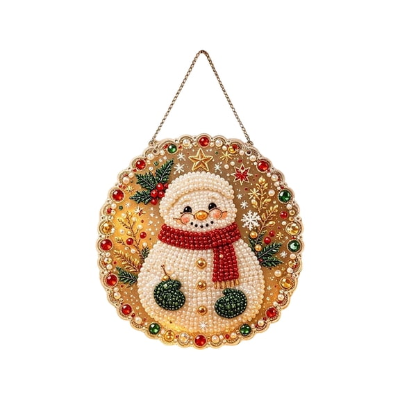 Lazduis Christmas Pearl Diamond Art Kit Pearl Diamond Painting DIY Holiday Bead Craft Wall Decor for Home 4.72 x 4.72IN