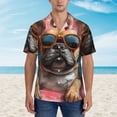 thumbnail image 2 of Sikiie French Bulldog In Sunglasses Print Men's Hawaiian Shirt, Summer Beach Button Pocket Short Sleeve T-Shirt,3X-Large, 2 of 7