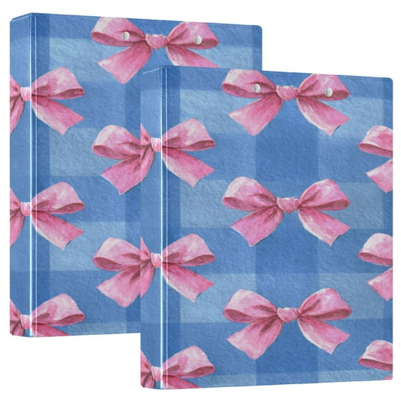 3 Ring Binder 1.5 inch Round Rings with Interior Pockets Binders Organizer Office School 2Pack Cute Pink Bows