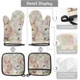 thumbnail image 3 of Spring Easter Bunny Oven Mitts and Pot Holders Set of 2, Watercolor Floral Cute Heat Resistant Oven Mitts Kitchen Oven Glove for Cooking, Baking, 3 of 6
