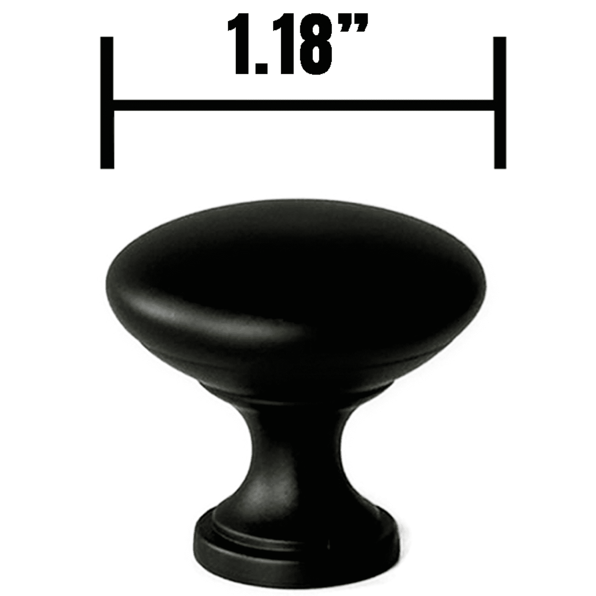 Mainstays Matte Black Round Mushroom Knob, Steel, 10 Pack