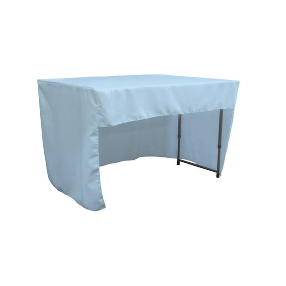 LA Linen Open Back Polyester Poplin Fitted tablecloth 48"L x 30"W x 30"H, Light Blue