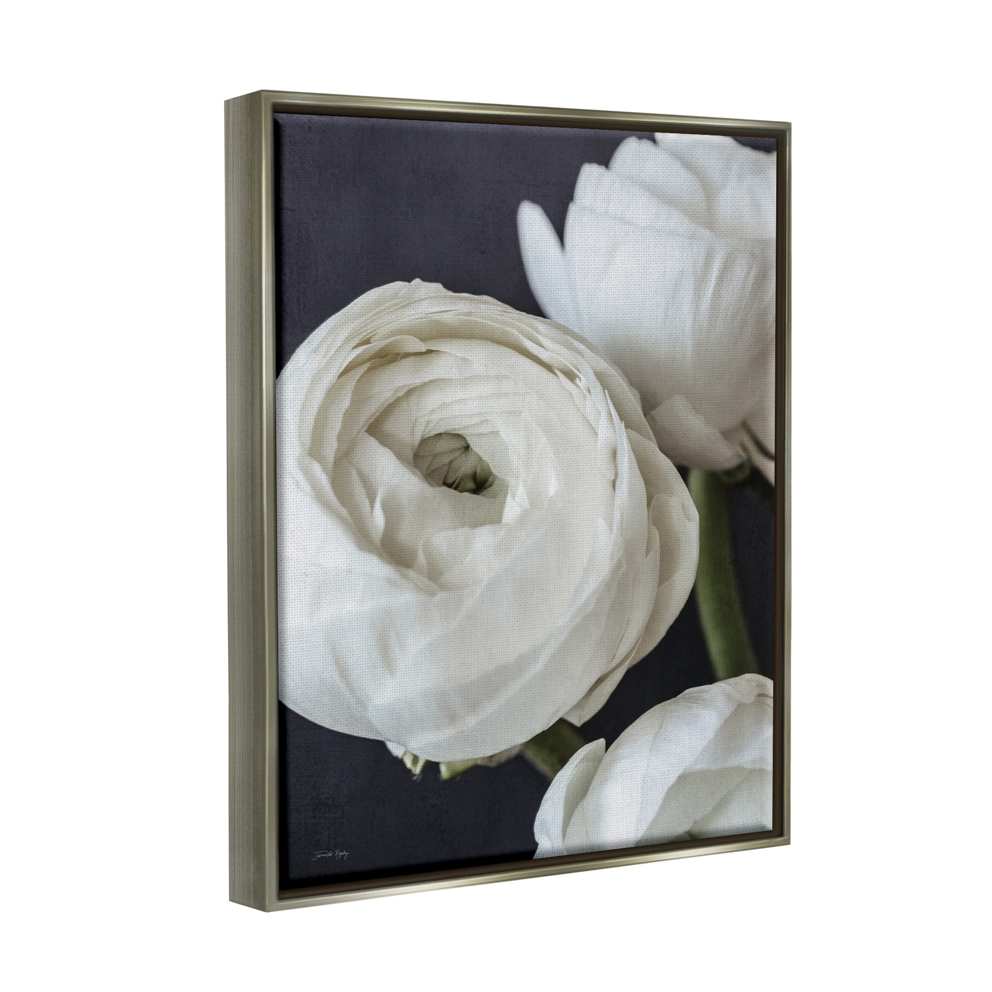 Stupell Industries Budding Ranunculus Flower Blooming Close Up Petals Photograph Luster Gray Floating Framed Canvas Print Wall Art, Design by Jennifer Rigsby