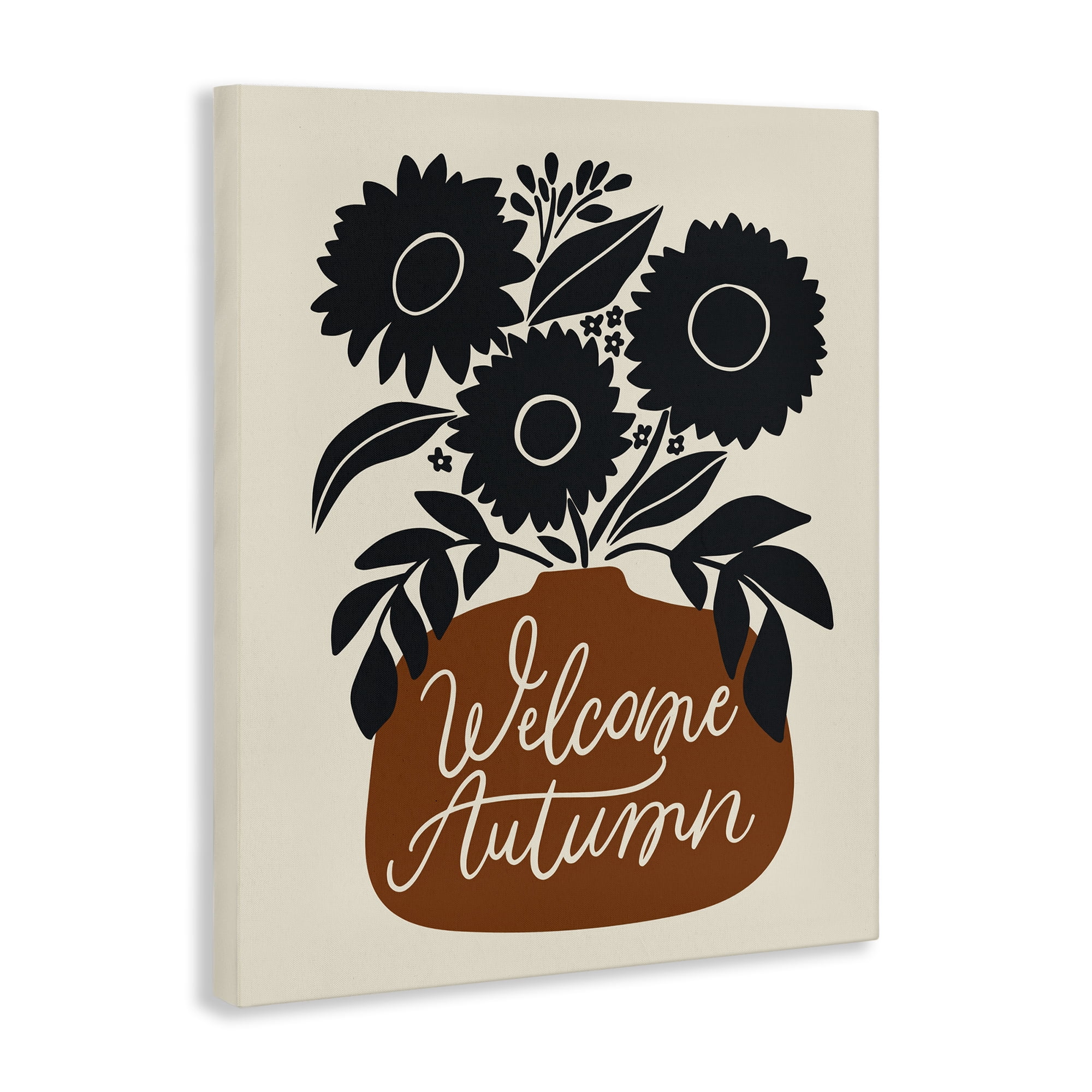 Stupell Industries Welcome Autumn Earthy Blooms Plants & Flowers Painting Wrapped Canvas Art Print Wall Art, 16 x 20