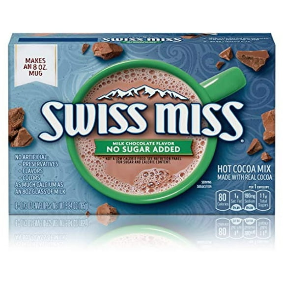 Swiss Miss, No Sugar Added, Hot Cocoa Mix, 8Oz Box (Pack Of 3)