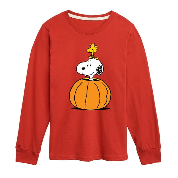 Peanuts - Snoopy Woodstock Pumpkin - Toddler & Youth Long Sleeve Graphic T-Shirt