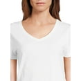 thumbnail image 4 of Time and Tru Women's Cotton V-Neck Tee with Short Sleeves, Sizes XS-XXXL, 4 of 5