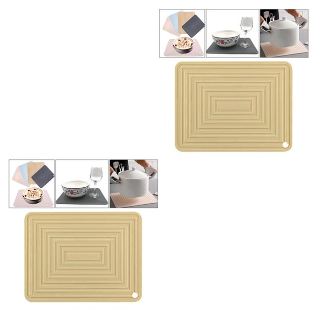 Monstrate Waterproof Dish Drying Mat Hot Pot Dish Resistant Mat Heat Draining Holder amarillo 29x23x0.35cm 2piezas
