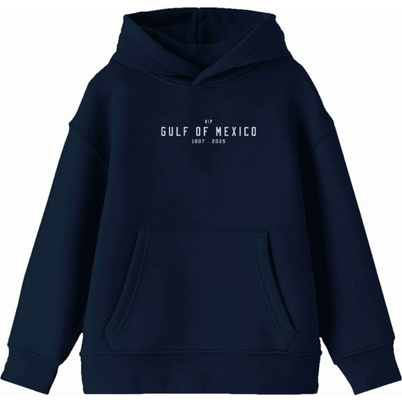 RIP Gulf of Mexico 1607-2025 Youth Navy Blue Long Sleee Hoodie-Medium