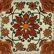 6x6 Mori Talavera Mexican Tile, Set of 4 pcs