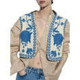 thumbnail image 5 of KelaJuan Women Vest, Sleeveless Open Front Embroidery Flower Outwear Gilet for Casual Street, 5 of 7