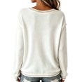 thumbnail image 3 of Women's Sweatshirts V Neck Long Sleeve Vintage Washed Witch Broom Graphic Pullover Loose Fit Casual Fall Halloween Daily Wear Top White XXL, 3 of 3