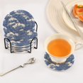 thumbnail image 5 of Haosy Set of 6 Drink Woven Coaster with Holder Heat Resistant Non-Slip Bar Coasters 4 Inches Blue White Wave, 5 of 7