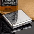 thumbnail image 3 of Caja para cigarrillos de metal de cobre puro arabesco tallado, con capacidad para 20 cigarrillos, color plateado, 3 of 6