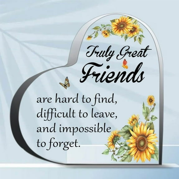 Truly Great Friends Are Hard To Find Thank You Gifts For Women Men, Appreciation Gifts For Teacher Boss, Coworker Leaving Gifts, Decoration Heart Shape Acrylic Sign Gift